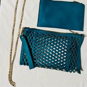 Turquoise handbag/ clutch